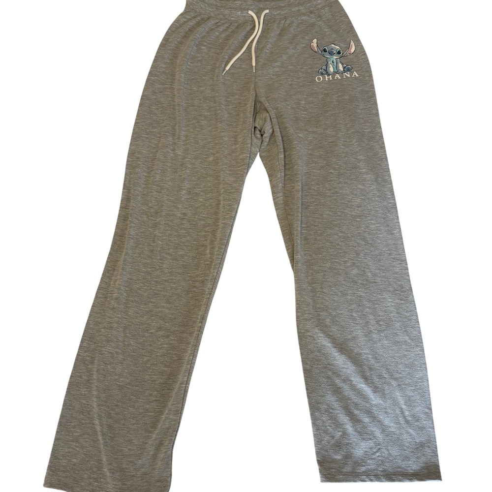 Disney Lilo & Stitch Ohana Heather Gray Lounge Pants Women's Small Drawstring